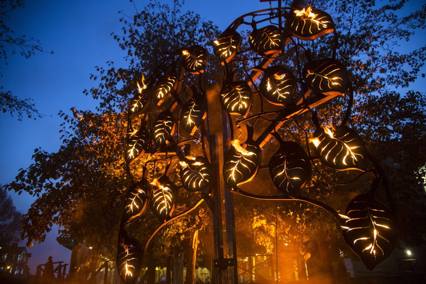 The Fire Garden, created by Walk the Plank, seen here at Brentford Lock. Image Vipul Sangoi (3